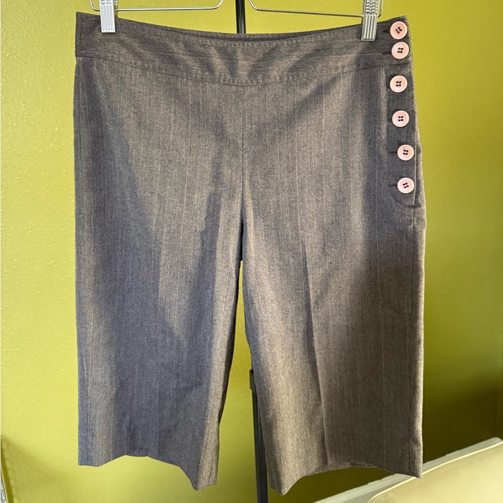 Bernardo Brownish Gray 90’s Work Chic Herringbone Jort Capri size 10